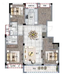 宁海桃源里3室2厅1厨2卫建面125.00㎡