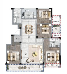 宁海桃源里4室2厅1厨2卫建面139.00㎡