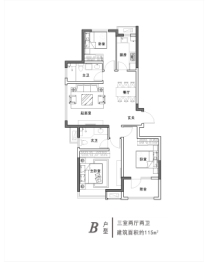 海创景苑3室2厅1厨2卫建面115.00㎡