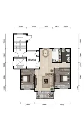 吉邦水韵铭城2室2厅1厨1卫建面96.0㎡