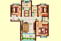 金诚·东方花园3室2厅1厨2卫建面122.12㎡