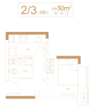 地铁复兴城2号楼建面约30㎡户型