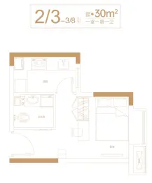 地铁复兴城1室1厅1厨1卫建面30.00㎡