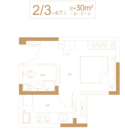 地铁复兴城1室1厅1厨1卫建面30.00㎡