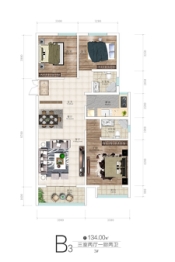 西固人家御园3室2厅1厨2卫建面134.00㎡