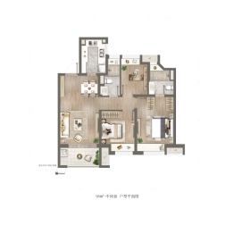 铂翠廷3室2厅1厨2卫建面95.00㎡