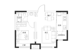 鲁能胜地1室2厅1厨1卫建面55.00㎡