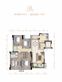 和裕晶河湾4室2厅1厨2卫建面126.00㎡