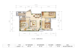 澳林香语城3室2厅1厨2卫建面110.00㎡