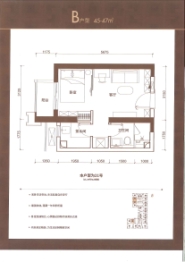 鸿荣源天俊1室1厅1卫建面45.00㎡