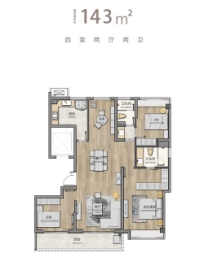 九龙仓逅湾雅苑4室2厅1厨2卫建面143.00㎡