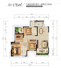 富康国际生态城2室2厅1厨1卫建面88.00㎡