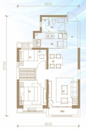 保利大都汇2室2厅1厨1卫建面80.00㎡