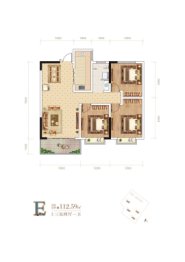 莲花公馆3室2厅1厨1卫建面112.59㎡