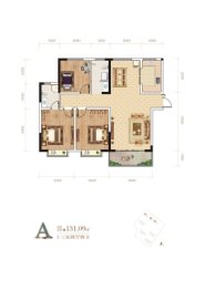 莲花公馆3室2厅1厨2卫建面131.09㎡