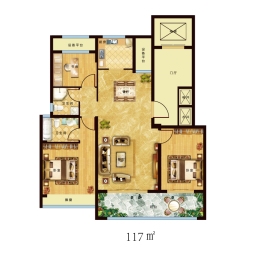 兴邦·江山樾2室1厅1厨2卫建面117.00㎡