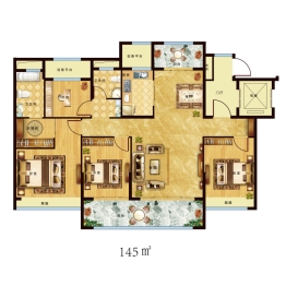 兴邦·江山樾3室1厅1厨2卫建面145.00㎡