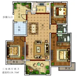 龙门·云溪学府3室2厅1厨2卫建面128.00㎡