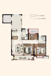 绿地铂澜府3室2厅1厨1卫建面88.00㎡