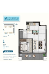 北海新城吾悦广场1室2厅1厨1卫建面55.00㎡