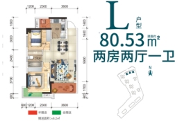 富盈·阳光新城2室2厅1厨1卫建面80.53㎡