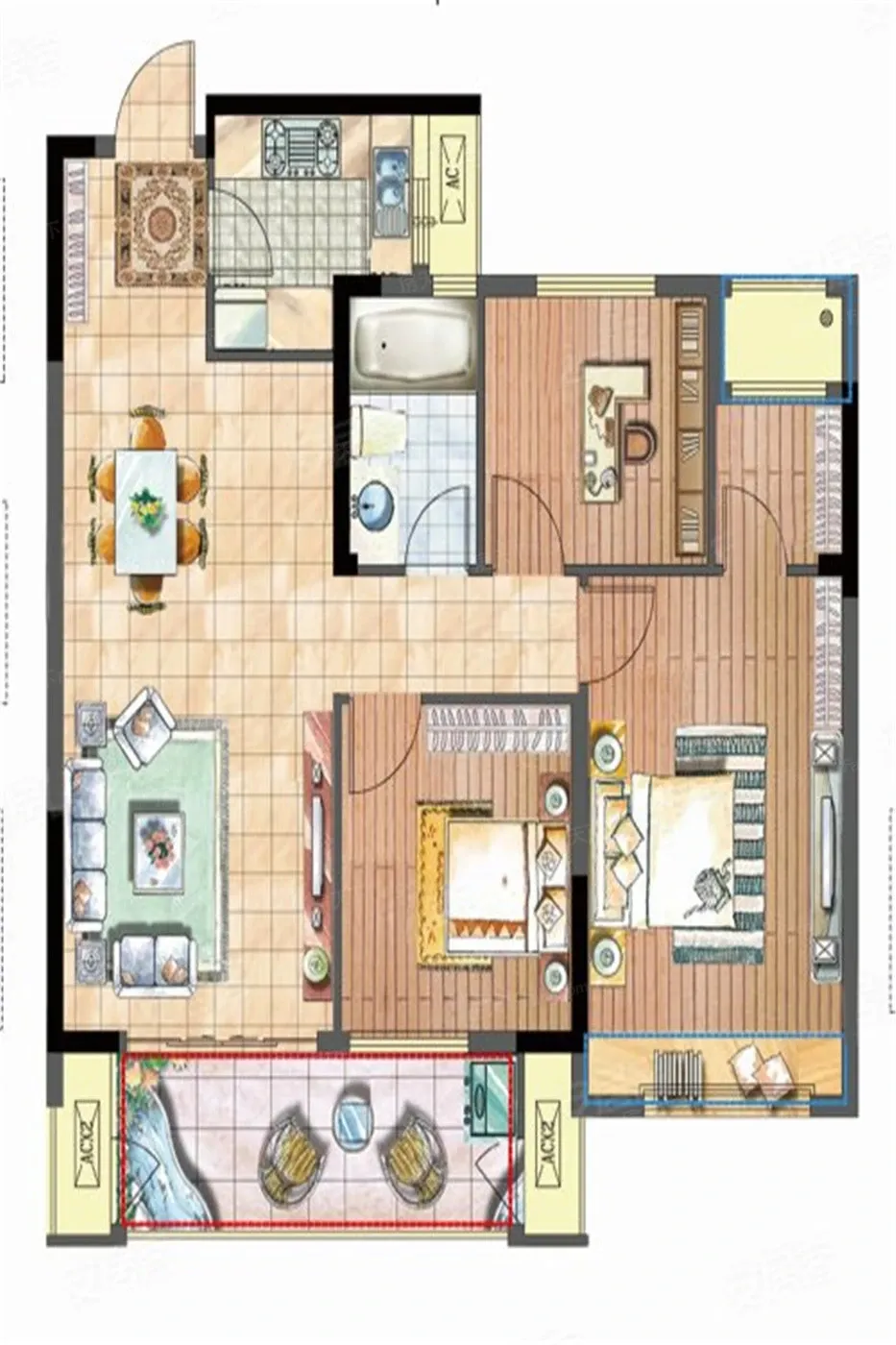 国投皖投·天下名筑3室2厅1厨1卫建面98.00㎡