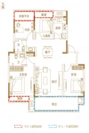 发能滨河首府4室2厅1厨2卫建面123.0㎡