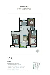 鲁商万科新都会3室2厅1厨2卫建面125.00㎡