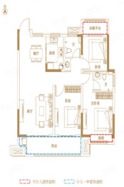 发能滨河首府3室2厅1厨2卫建面110.00㎡