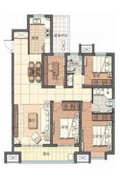 齐新花园4室2厅1厨2卫建面141.64㎡