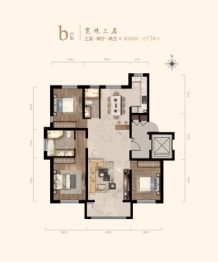 首城珑玺禾院3室2厅1厨2卫建面134.00㎡