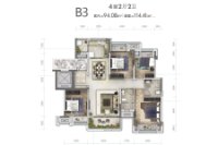 B3户型建面约114.41平