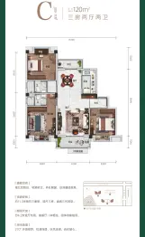 碧桂园公园里3室2厅1厨2卫建面120.00㎡