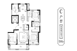 绿景·桃李春风4室2厅1厨2卫建面144.00㎡