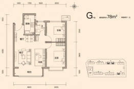 金地·都会风华2室2厅1厨1卫建面78.00㎡