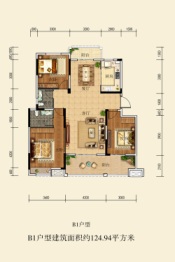 沙洋华董·汉上巴黎3室2厅1厨2卫建面124.94㎡