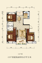 沙洋华董·汉上巴黎3室2厅1厨2卫建面127.00㎡