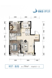 碧桂园·时代之光2室2厅1厨1卫建面79.00㎡