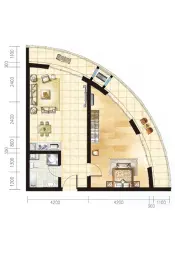 银龄公寓2室1厅1厨1卫建面96.00㎡