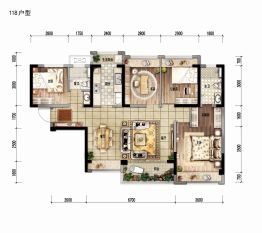 中建锦绣天地4室2厅1厨2卫建面118.0㎡