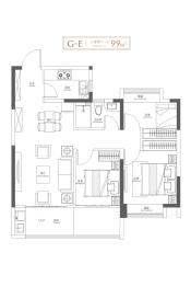 置地·安庆中心3室2厅1厨1卫建面99.00㎡