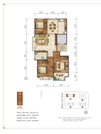 城投东方公馆3室2厅1厨1卫建面116.03㎡