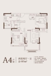 万和府2室2厅1厨1卫建面97.00㎡