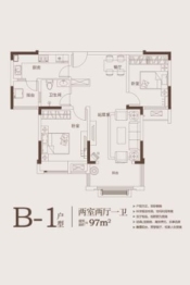 万和府2室2厅1厨2卫建面97.00㎡