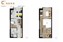 珠江壹號建面49平复式两房C户型