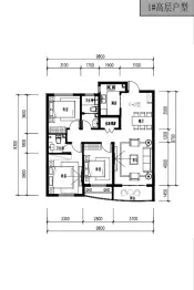 北辰广场3室2厅1厨2卫建面123.72㎡