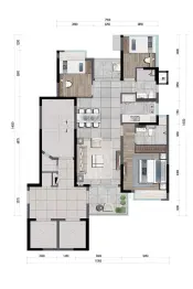 雍颐湾3室2厅1厨2卫建面98.00㎡