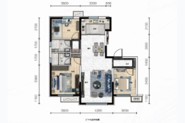 通辽碧桂园3室2厅1厨2卫建面125.00㎡