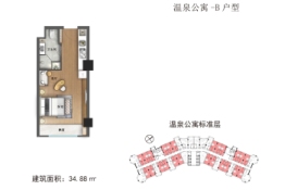 仙那度1室1厅1厨1卫建面34.88㎡