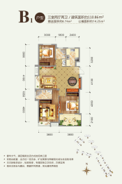 锦昌春风十里3室2厅1厨2卫建面110.86㎡